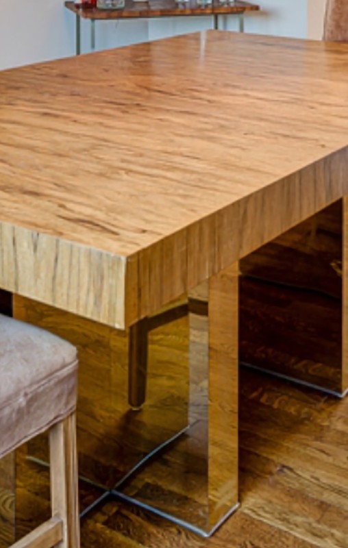 Vintage Mid-century Milo Baughman Walnut and brass dining table gallery