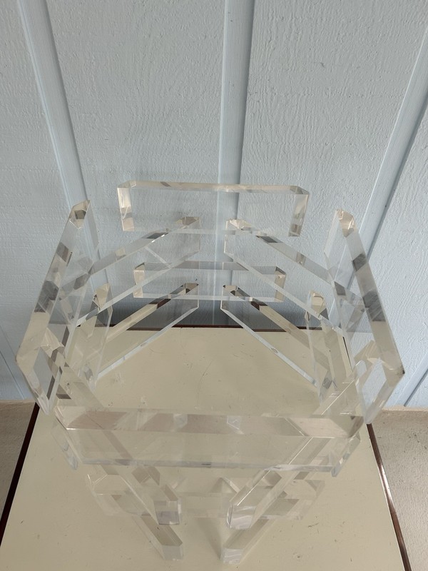 Stunning Stacked Lucite Blocks Coffee Table base-Free Glass Top As Gift gallery