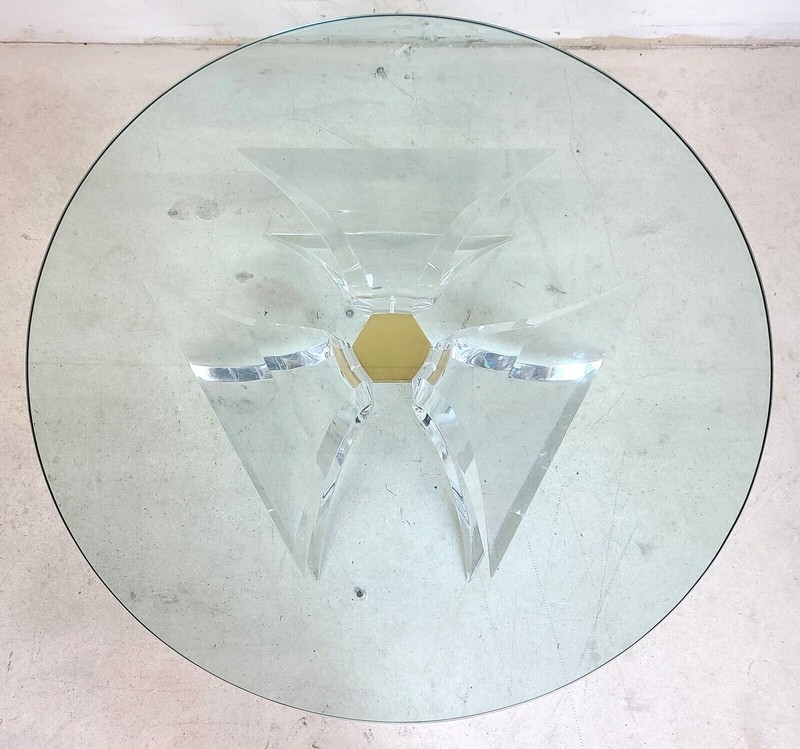 Vintage Signed Butterfly Lucite Brass & Glass Coffee Table by LION IN FROST gallery