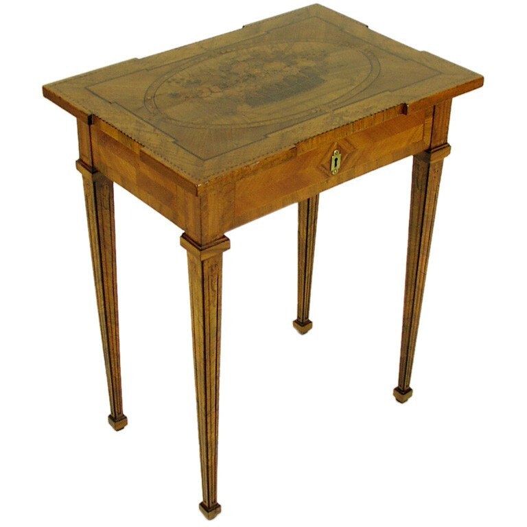 Antique Continental Neoclassical Walnut Side Table