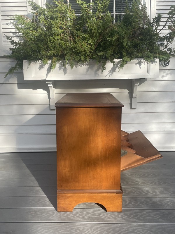 VTG LANE MAPLE PULL DOWN FRONT VINYL RECORD CABINET SIDE END TABLE NIGHTSTAND gallery