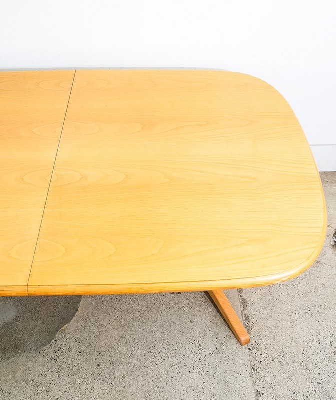 Mid Century Modern Dining Table Rectangular Rounded Blonde Mahogany Vintage Mcm gallery