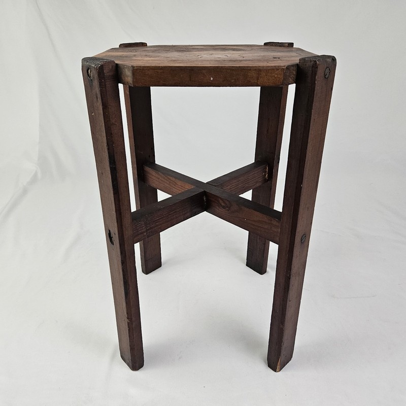 Antique Tabouret Side Table Plant Stand Display Wood Mission Arts & Crafts gallery