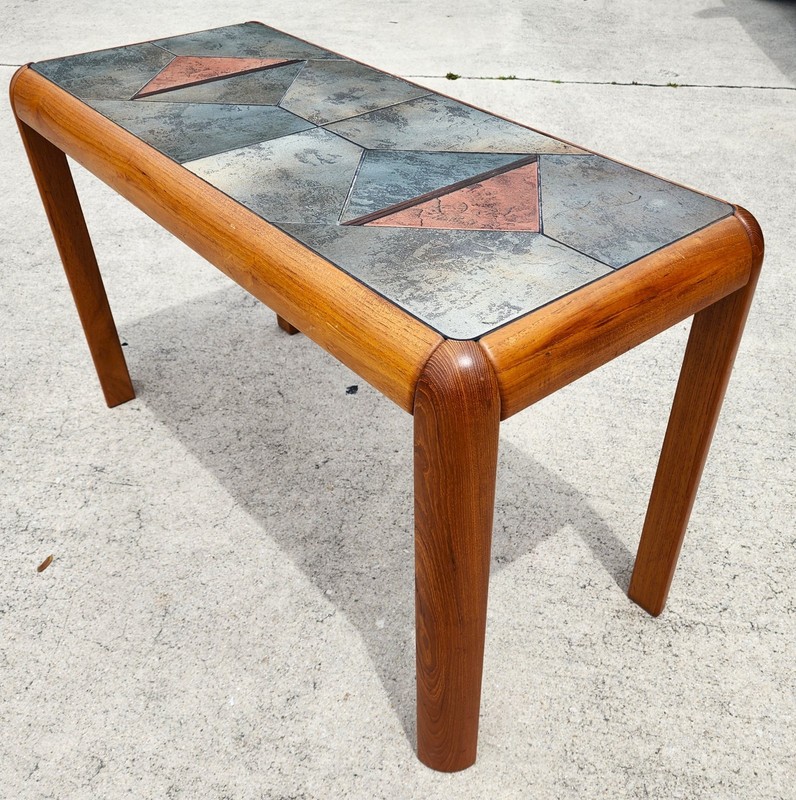 MCM Gangsø Møbler Slate Tile & Teak Console Table 1970s Danish Modern gallery