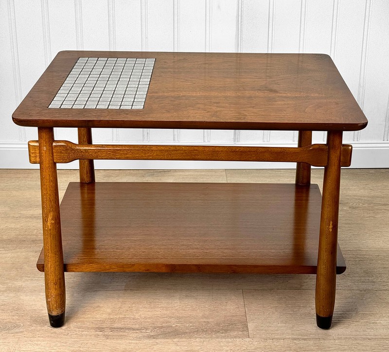 Mid-Century Lane Monte Carlo Walnut & Tile Inlay End Tables - A Pair gallery