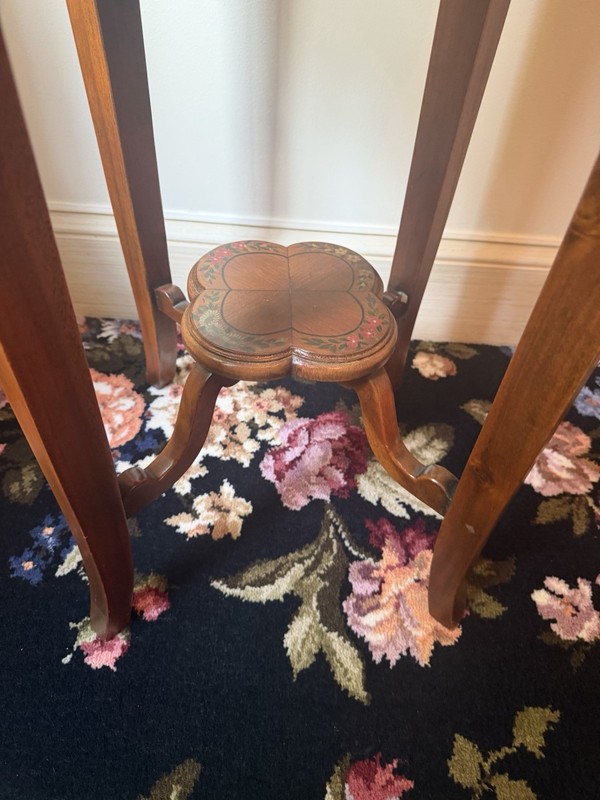 Theodore Alexander Clover Table With Brass Galleries And Painted Detail gallery