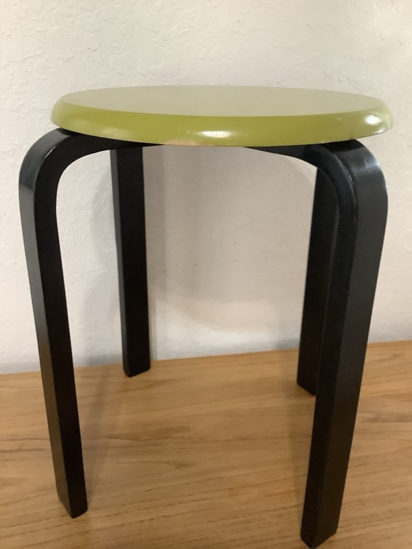 Vintage Mid Century / Post Modern Bentwood Stacking Stool— Green + Black Lacquer gallery