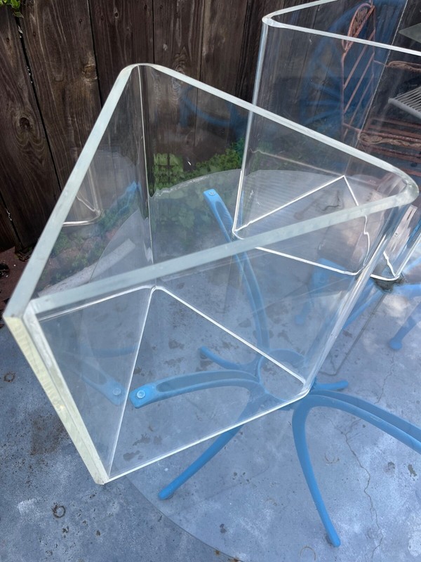 Vitnage Mid Centruy Modern Lucite Triangle Coffee Table or End Table Bases gallery
