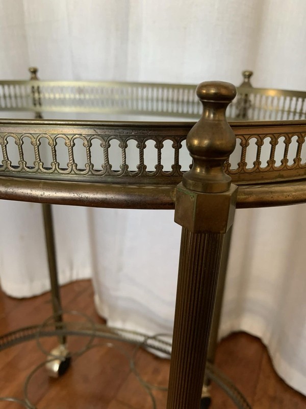 French Vintage Brass & Smoked Glass Bar Cart from Maison Bagues gallery