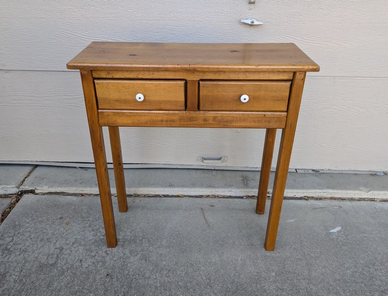 Vintage Rustic Farmhouse Country Shaker Style Wood Console Entry Hall Table W32 gallery