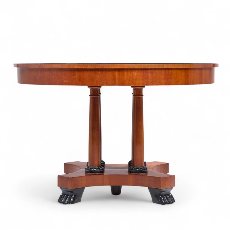 Baker Furniture Neoclassical Cherry Wood Expanding Dining Table with 2 Leaves gallery
