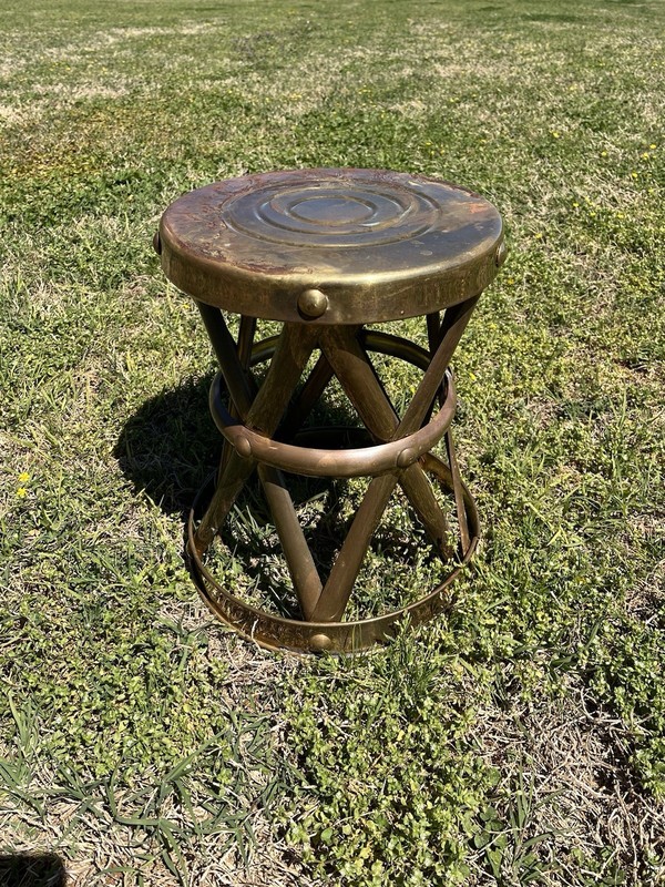 Patina Brass Side Table/ Foot Stool Made In Hong Kong