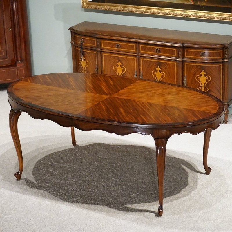 7′ French Country Oval Dining Table Corner Legs Mahogany wood