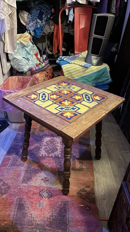 RARE 1930s Vintage California Catalina Tile Mission Style Tile Oak Table
