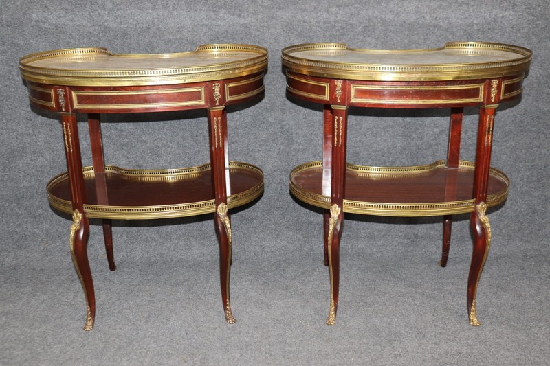 Francoise Linke Attributed Marble Top Louis XV Bronze Mounted End Tables gallery
