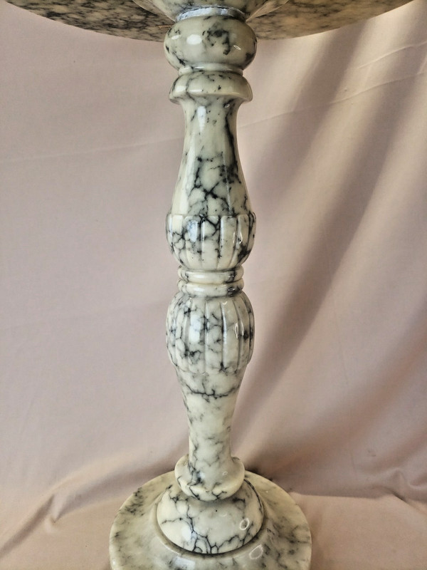 Made in Italy Marble Alabaster Top, Column and Pedestal Table Plant Stand gallery