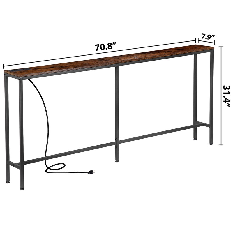 70.8" Long Console Sofa Table with 2 Power Outlets & USB Ports for Living Room gallery