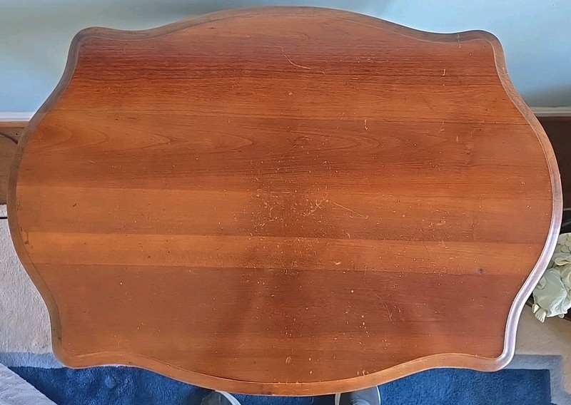 Mid Century Cherry Lyre Base End Table / Side Table 28"×20"×29"h Antique VTG gallery