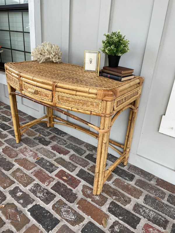 Vintage Wicker Vanity/ Desk Coastal Style gallery