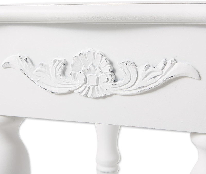 Elegant Carved White Side Table - Perfect for Any Room Decor gallery