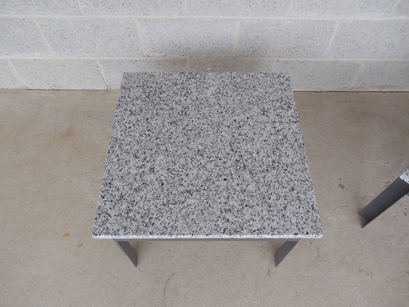 Mid Century Modern Floating Marble Top Steel Base Tables - A Pair gallery