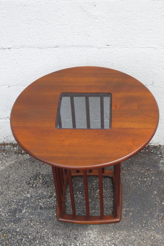 Mid Century Danish Round Glass Top Side End Lamp Table 5522 gallery