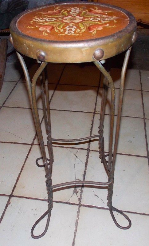 Hand Painted Ice Cream Stool Plant Stand / End Table (PS217) gallery