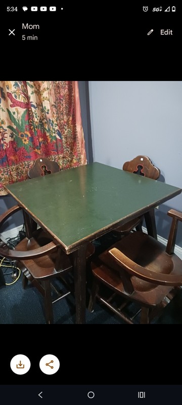 Early Century Handmade Phoenix Card Playing Table Right
