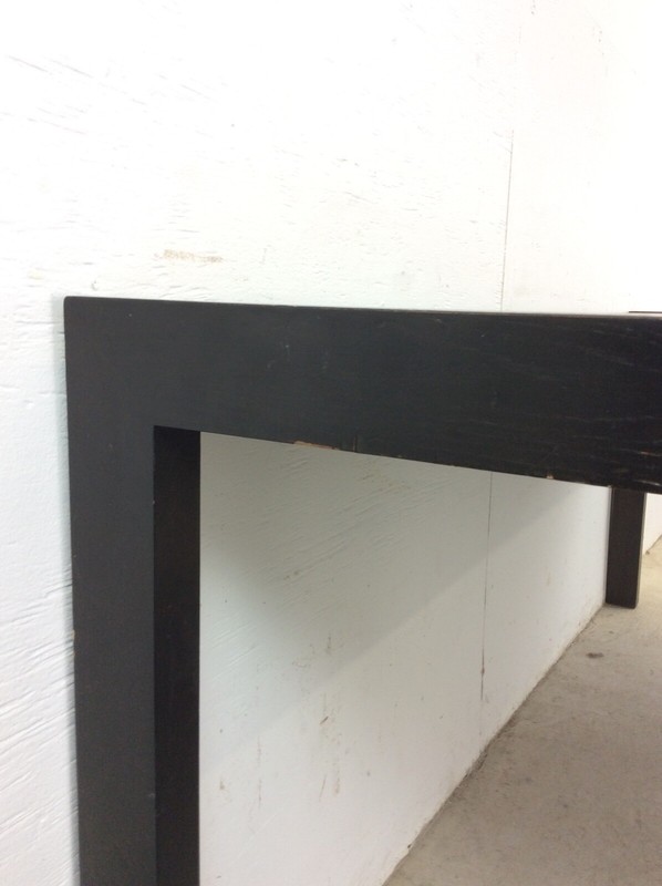 Mid Century Modern Rectangular Teak Dining Table with Black Painted Legs gallery
