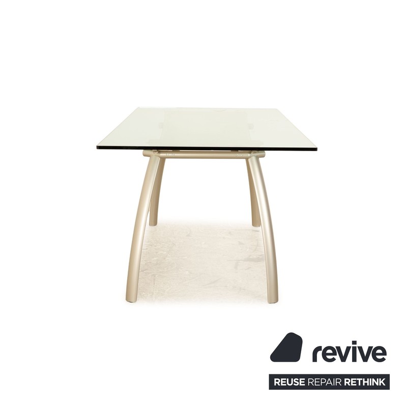 Frag Glass Dining Table Dining Room Silver Cream Leather gallery