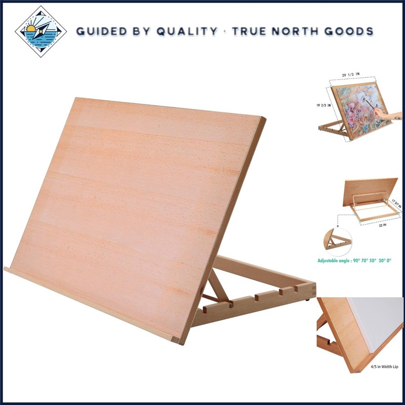 Extra Large 5-Position Drawing Table, Beech Wood Easel with Adjustable Angles