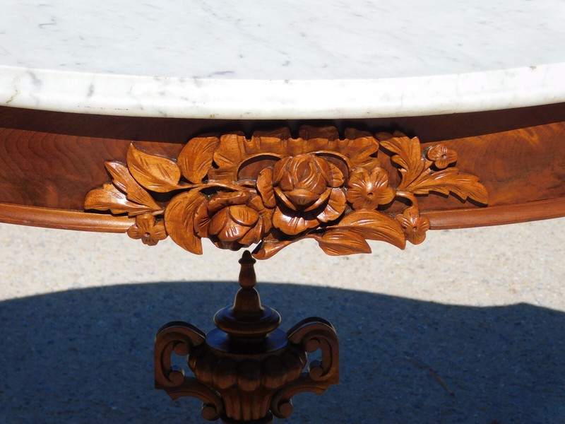 Stunning Walnut Victorian Marble Top Table gallery
