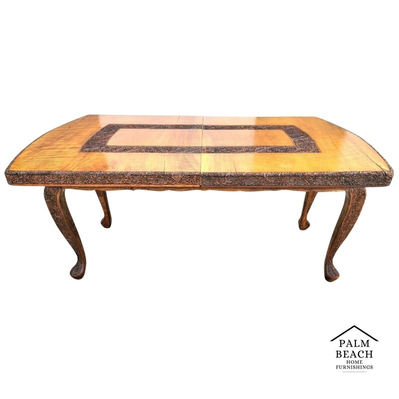 Antique French Dining Table Hand Carved Walnut