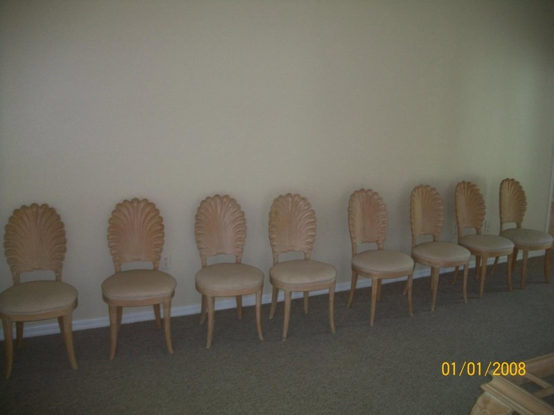Hollywood Regency Vintage Shell Back Dining Table , 8 Chairs And Table gallery
