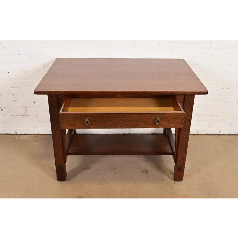 Limbert Antique Mission Oak Arts & Crafts Desk, Newly Refinished gallery