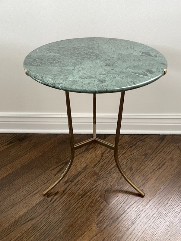 Cedric Hartman Mid-Century Side/End “AE” Marble & Bronze Table