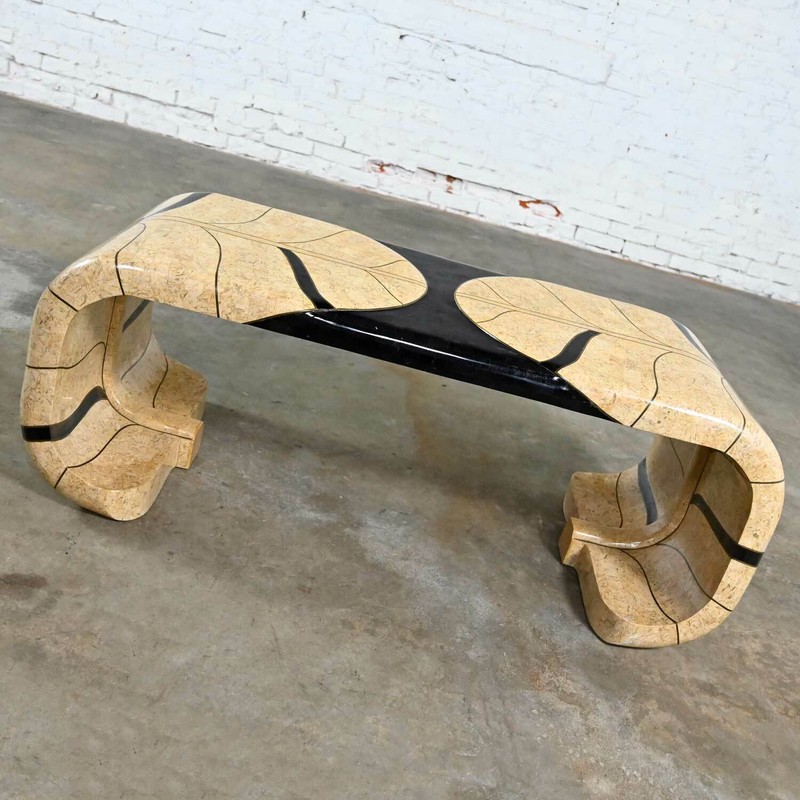 Art Deco Revival Tessellated Marble Console Table & Mirror Style Maitland Smith gallery