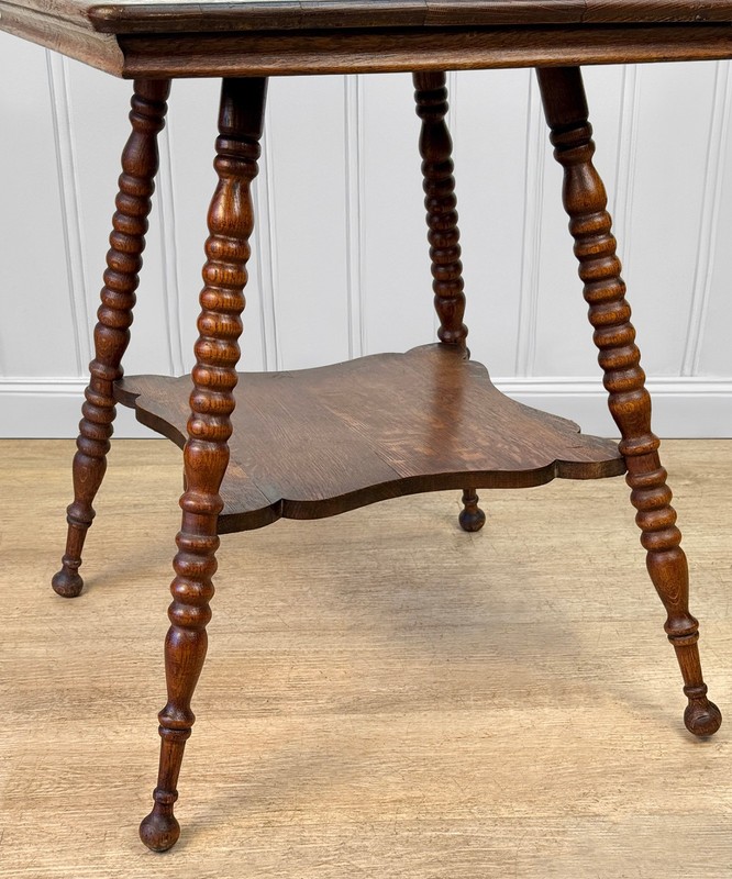 Antique Victorian Quartersawn Oak Square Parlor Table gallery
