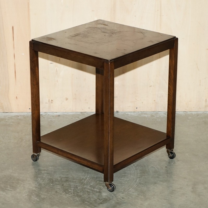 EX MOD CIRCA 1950 MID CENTURY MODERN ENGLISH BEECH SIDE END LAMP WINE TABLE gallery