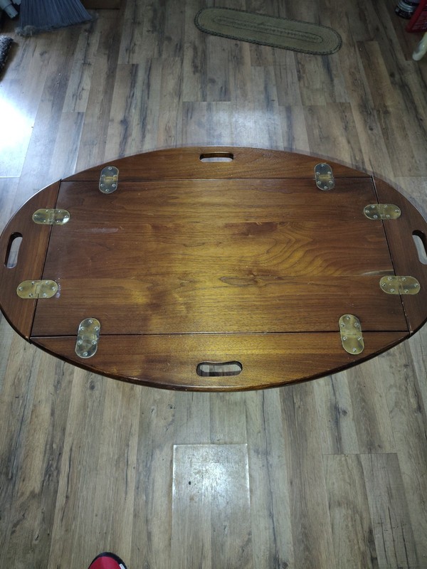 Vintage Butler’s Tray-Top folding w brass hinges Coffee Table gallery