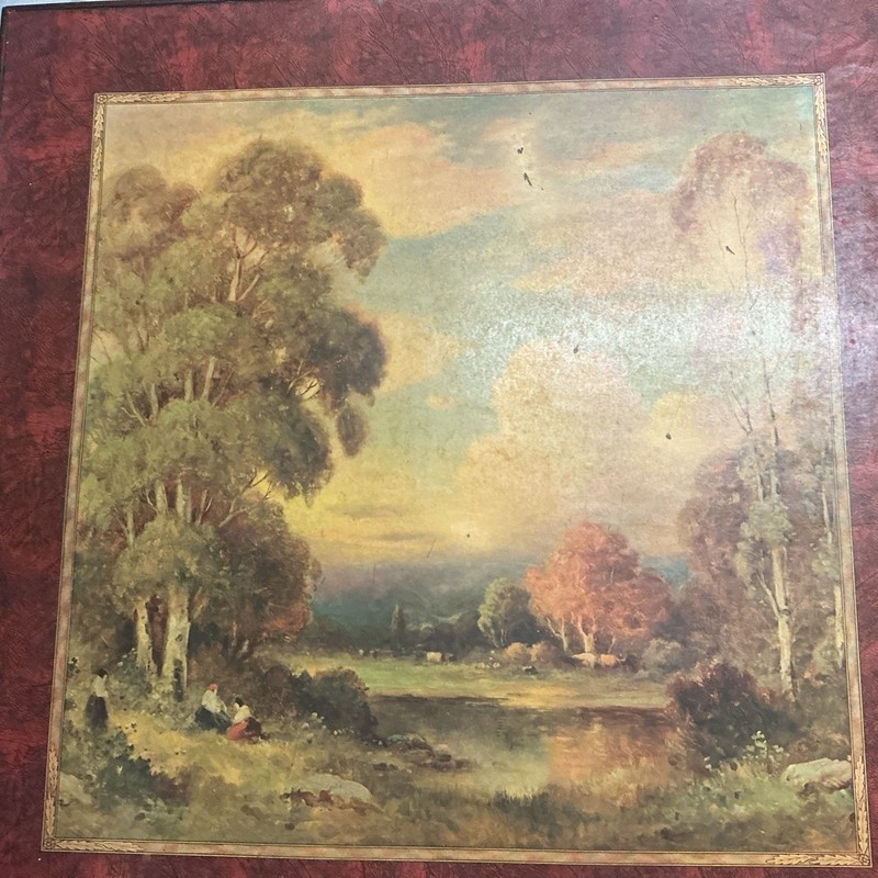 Vtg( 1950s) WOOD PAINTED FOLDING BRIDGE TABLE/FIREPLACE SCREEN,30”Square,27” H gallery