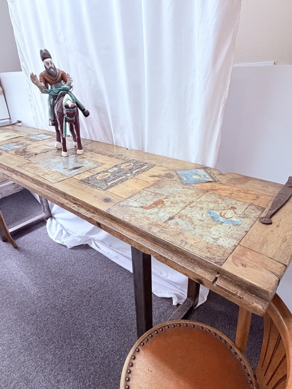 Modern tables made with antique doors