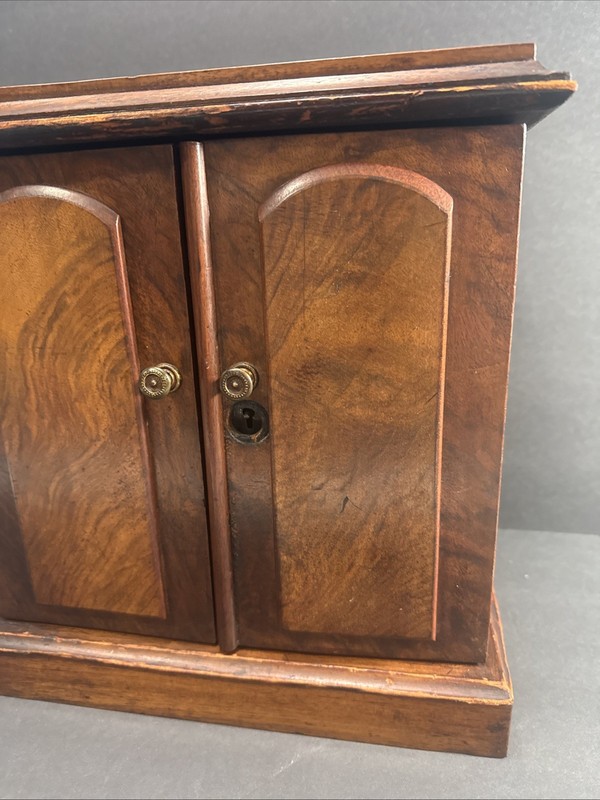 19th Century Victorian walnut table top collector's cabinet (SEE PICS!!) gallery