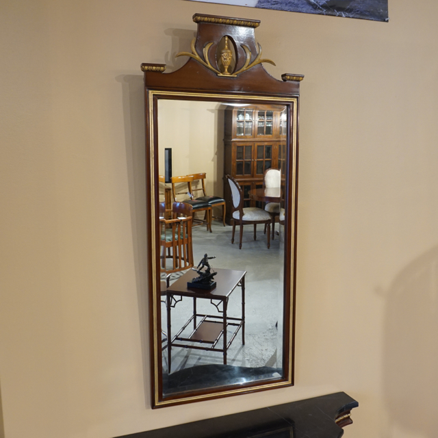 Beautiful Mahogany wall Console with Black marble top Wall Mirror gold accents gallery