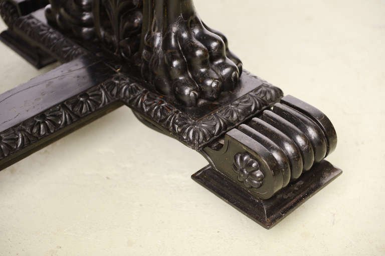 Important 19thc.Renaissance Grand Estate English Ebony Library Table-Provenance gallery