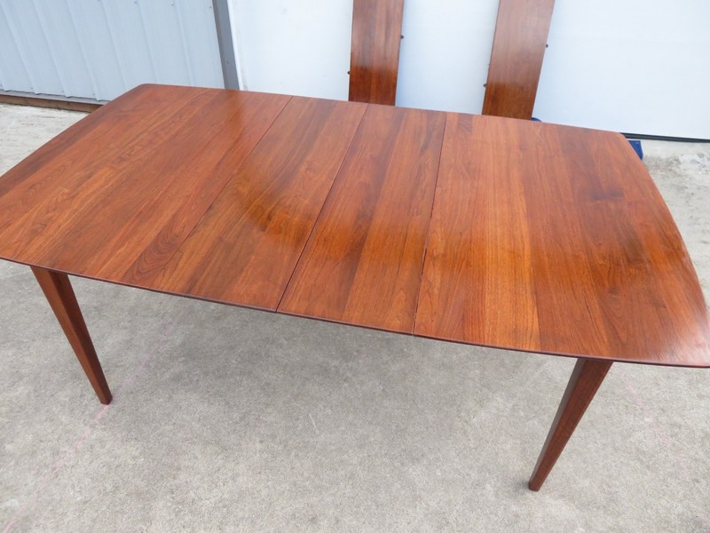 VINTAGE Mid Century WALNUT DINING TABLE W/ LEAVES by ACE HI FURNITURE Extending gallery
