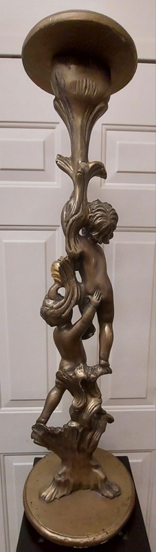 Sale Half Of Price ANTIQUE ITALIAN GOLD GILT PUTTI PEDESTAL TABLE STAND gallery