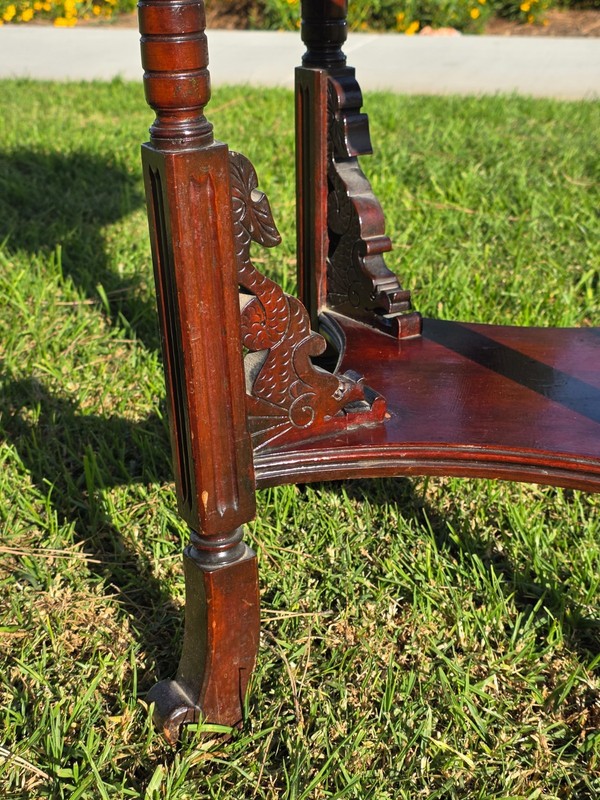 Late Victorian Chinoiserie Octagonal Parlour Table Carved Dragon Motifs (As-Is) gallery