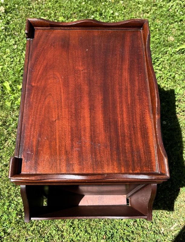 Vintage Mahogany 2 Tier Side Telephone Table Double Magazine Book Rack Pie Crust gallery