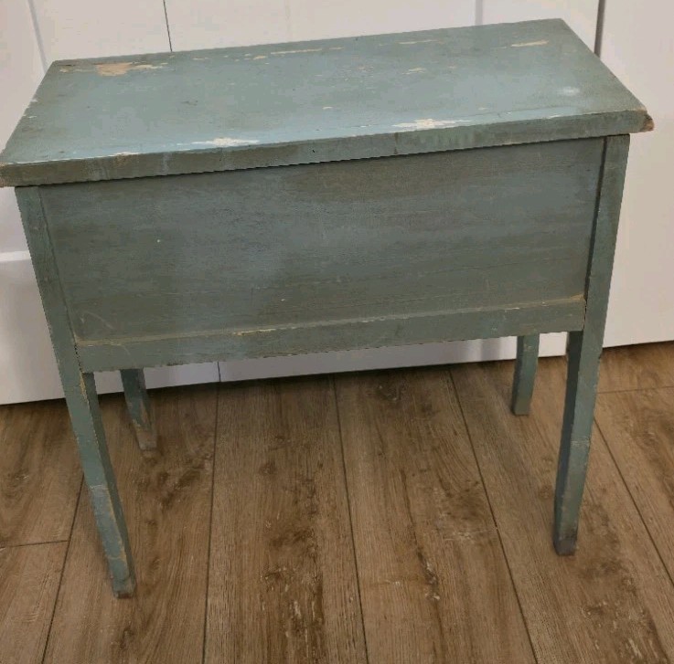 Vintage Farmhouse Cottage Painted Wood Shabby Chic Accent Table 19"x20"x10" Blue gallery
